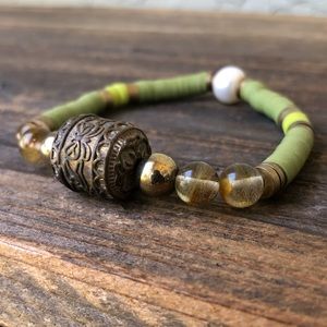 Fire Quartz Brass Bracelet